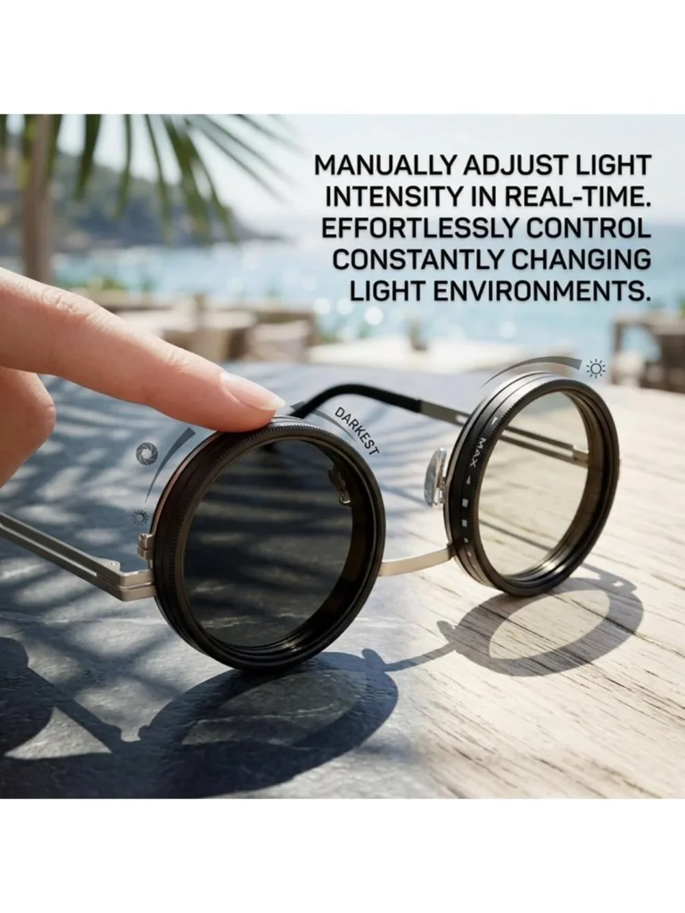 Adjustable Polarized Sunglasses for Men - Manual Dimming, UV Protection, Stylish